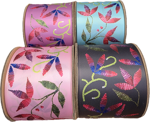 76mm - Single Face Prairie Petals Satin Ribbon - By Yard