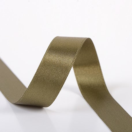 Double-sided satin ribbon - 153 Deep khaki