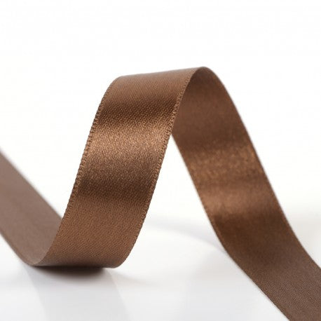 Double-sided satin ribbon - 55 Brown green