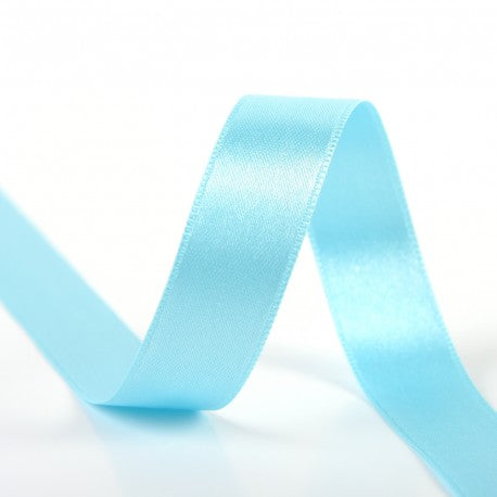 Double-sided satin ribbon - 4 Water blue