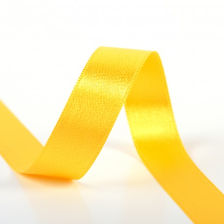 Double-sided satin ribbon - 81 Lemon yellow