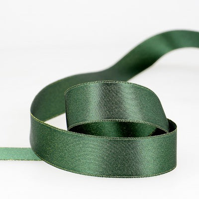 Gold Sparkling satin ribbon - Bottle green