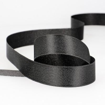 Silver Sparkling satin ribbon - Black