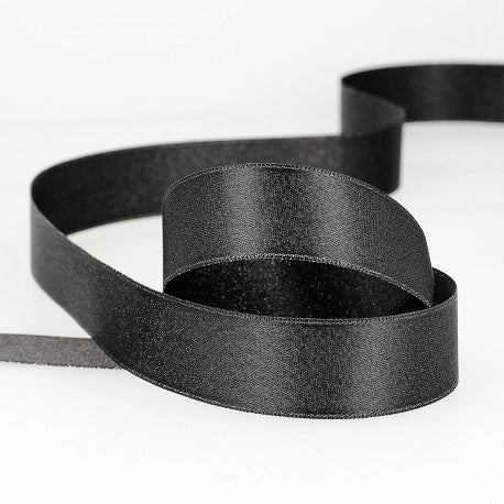 Silver Sparkling satin ribbon - Black