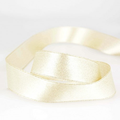 Gold Sparkling satin ribbon - Ivory