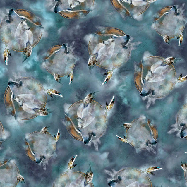 Wolf Song 29011Q - Teal 100% Cotton Designer