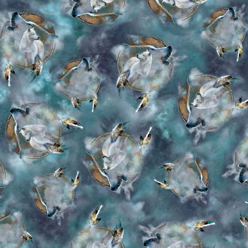 Wolf Song 29011Q - Teal 100% Cotton Designer