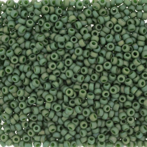 Miyuki Seed Beads 11/0 - SB4700 Opaque Frosted Glazed Rainbow Green Emerald Matte AB