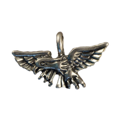 22x14 mm - Petit pendentif aigle avec ailes déployées - Argent antique