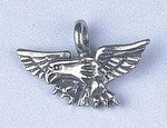 22x14 mm - Petit pendentif aigle avec ailes déployées - Argent antique