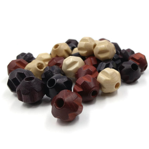 12 mm - Perles travaillées et rondes en bois