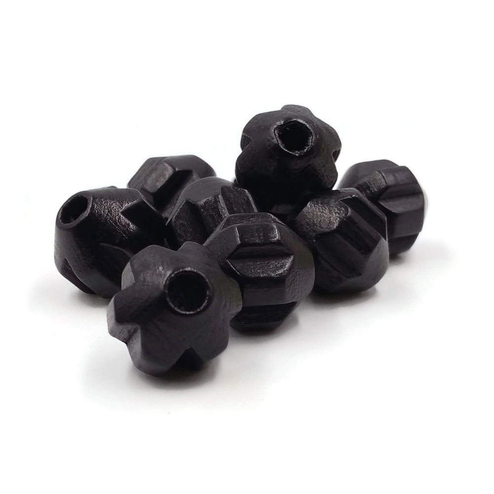 12 mm - Wooden beads carved and round