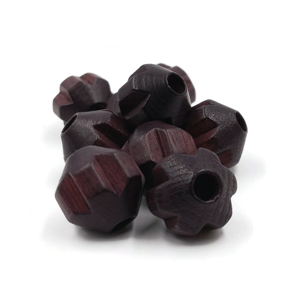 12 mm - Wooden beads carved and round