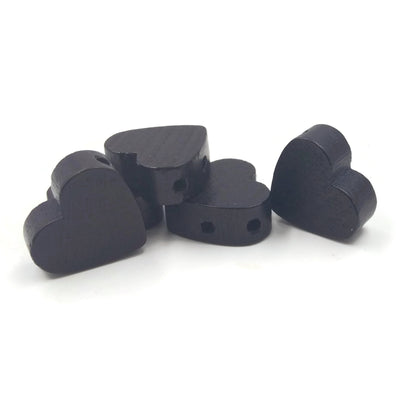 15x13 mm - Wooden hearts beads with 2 holes