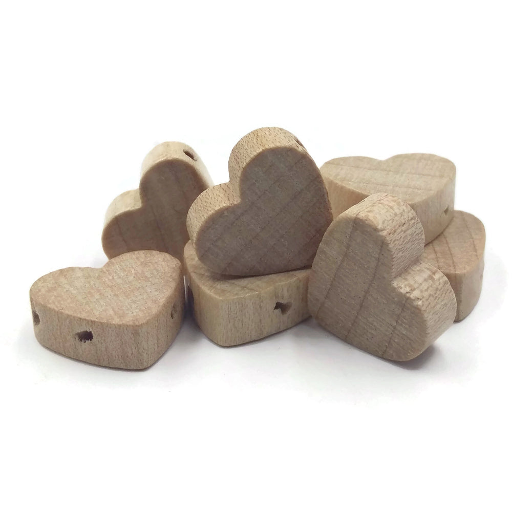 15x13 mm - Wooden hearts beads with 2 holes