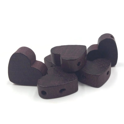 15x13 mm - Wooden hearts beads with 2 holes
