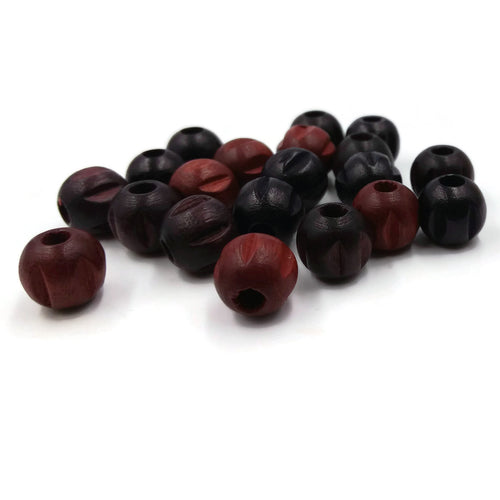 9mm - Perles travaillées rondes de bois