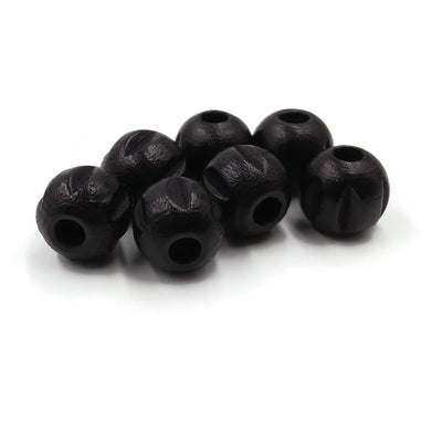 9mm - Wooden carved round beads