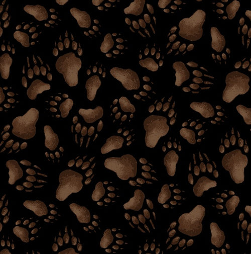 Empreinte de l'ours 189 - Noir Tissu 100% coton designer