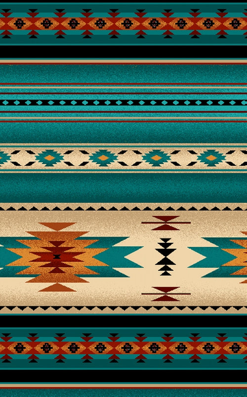 South western 201 - Turquoise 100% Cotton Designer