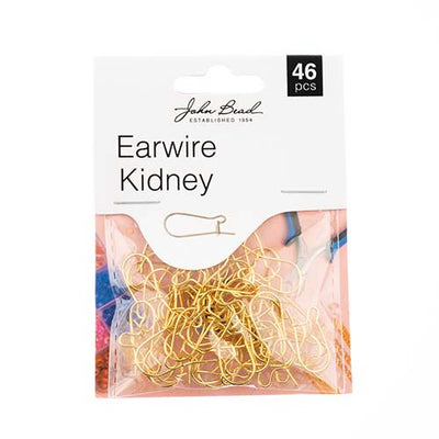 Kidney Ear Wire / Gold / 19x10mm - 46pcs