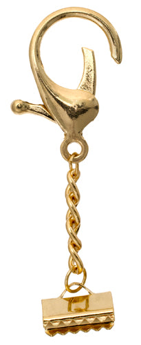 15x9mm - Keychain-Lobster with ribbon cord end Gold