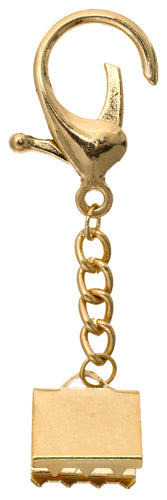 18x17mm - Keychain-Lobster with ribbon cord end Gold