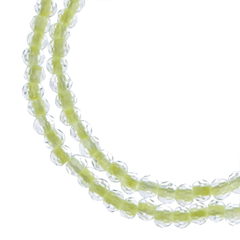 4 mm - Crystal Lane · Perle Facetté ''Colorlined'' · 2 brins sur corde