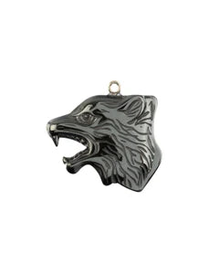 30x35mm - Wolf Head Pendant - Hematite