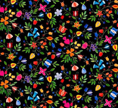 Petite fleur 32002 - Noir Tissu 100% coton designer
