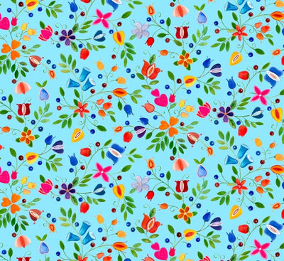 Small Floral 32002 - Blue 100% Cotton Designer