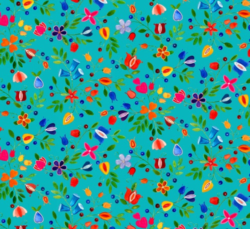 Petite fleur 32002 - Turquoise Tissu 100% coton designer
