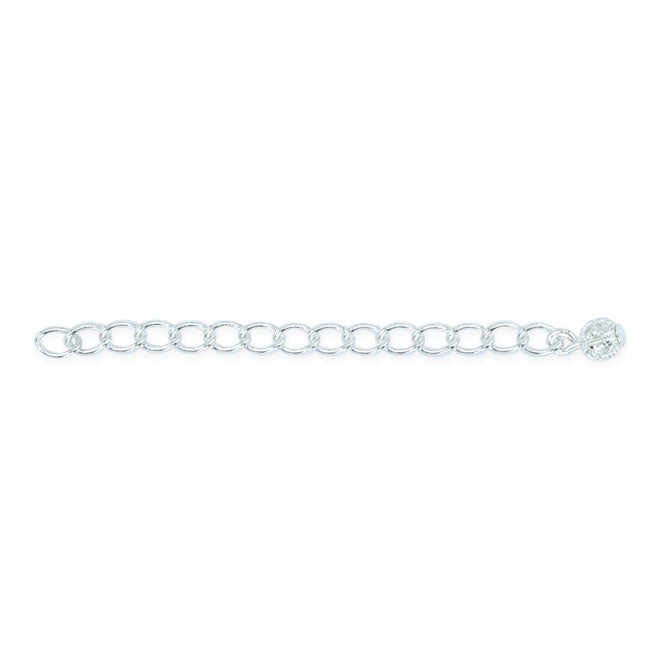 25 pcs - Extender Chain with silver-plated fancy ball  · 2 inch