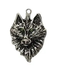 Wolf pendant - Varied eye color · 35x24mm antique silver LF/NF