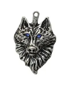 Wolf pendant - Varied eye color · 35x24mm antique silver LF/NF