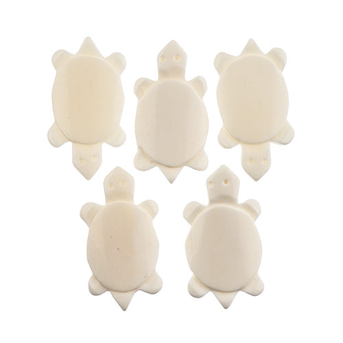 45x23mm - Bone Turtle Pendant - Natural White