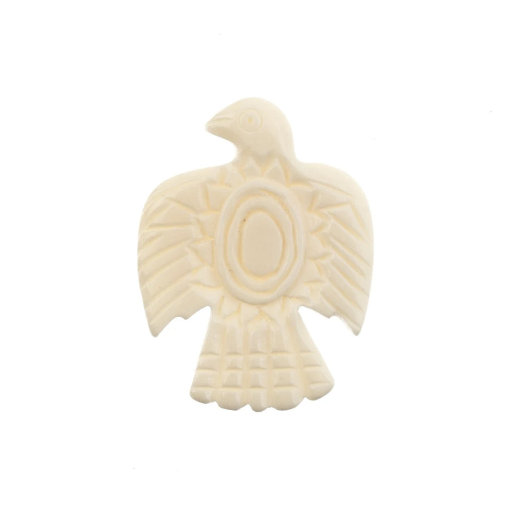 45x35mm - Pendentif oiseau aux ailes ouvertes en os - Blanc (3pcs)