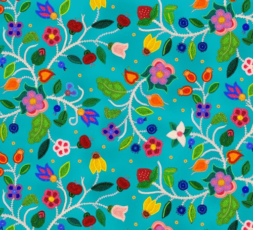 Majesté du printemps 35000 - Turquoise Tissu 100% coton designer