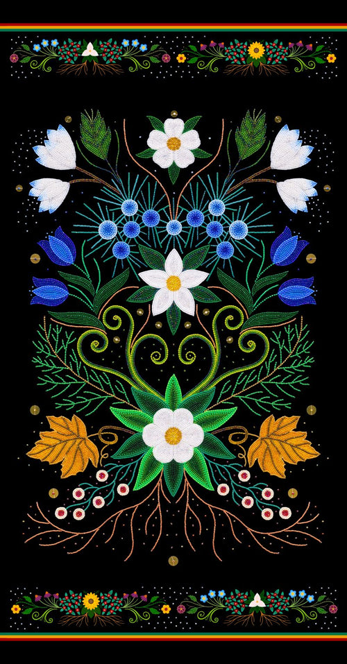 Spring Majesty Panel 35001 - Black 100% Cotton Designer - 24in