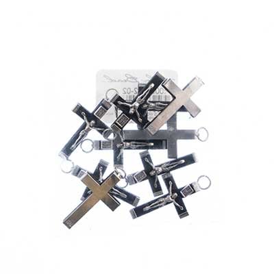 20x34mm - Wood cross black - Silver with ring