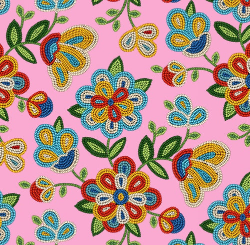 Fleurs perlées 449 - Rose Tissu 100% coton designer