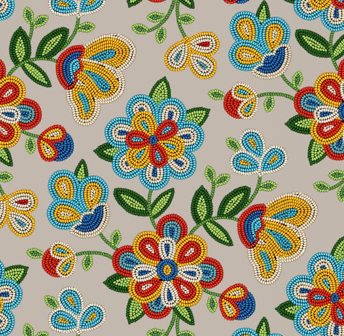 Fleurs perlées 449 - Sépia Tissu 100% coton designer