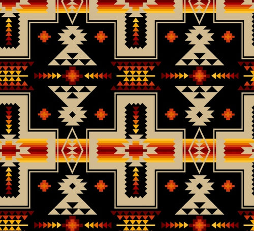 Croix indigène 468 - Noir Tissu 100% coton designer