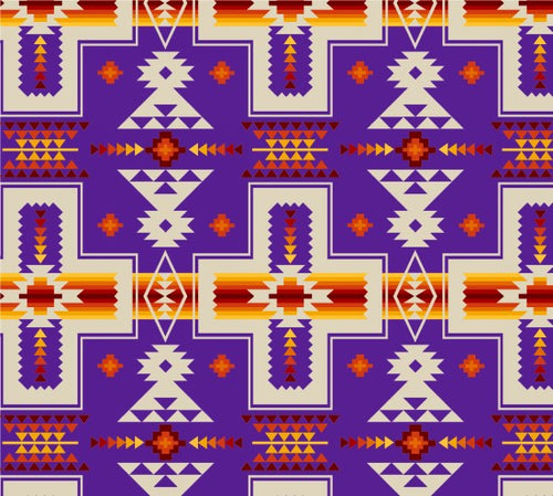 Croix indigène 468 - Violet Tissu 100% coton designer