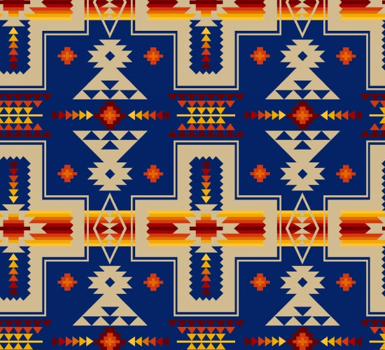 Croix indigène 468 - Royal Tissu 100% coton designer