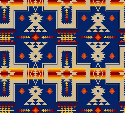 Croix indigène 468 - Royal Tissu 100% coton designer