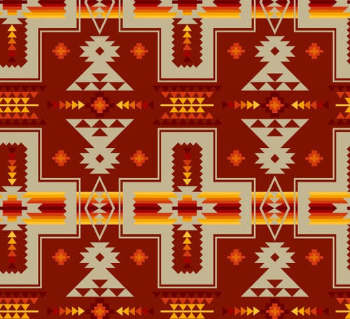 Croix indigène 468 - Terre cuite Tissu 100% coton designer