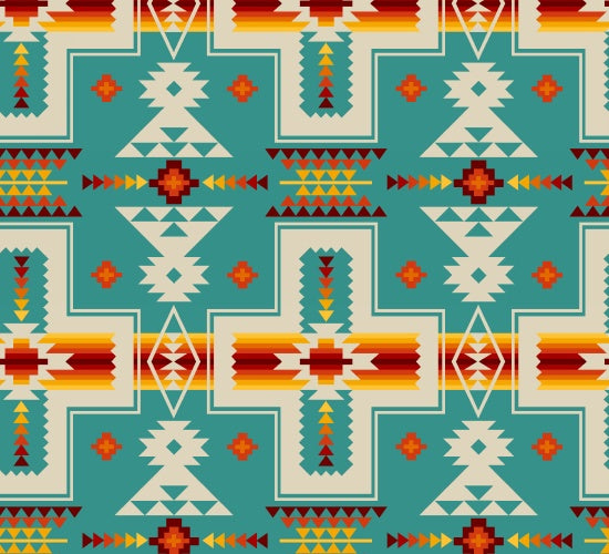 Croix indigène 468 - Turquoise Tissu 100% coton designer