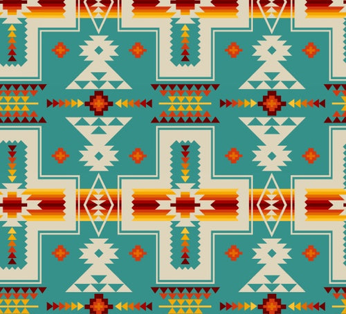 Croix indigène 468 - Turquoise Tissu 100% coton designer