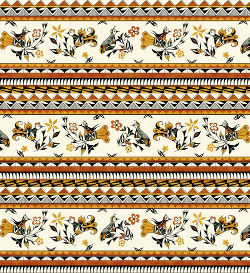 Héritage en bande 47002 - Doré Tissu 100% coton designer